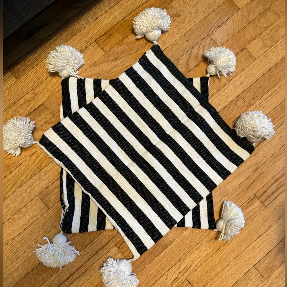 Two square 18x18 inch throw pillows from Marrakesh